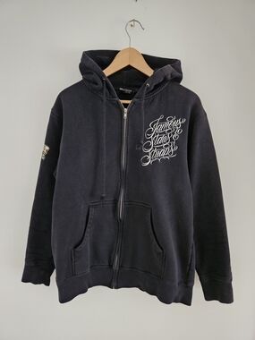 Famous Stars And Straps Hoodie Mens Medium Embroidered Full Zip Y2K